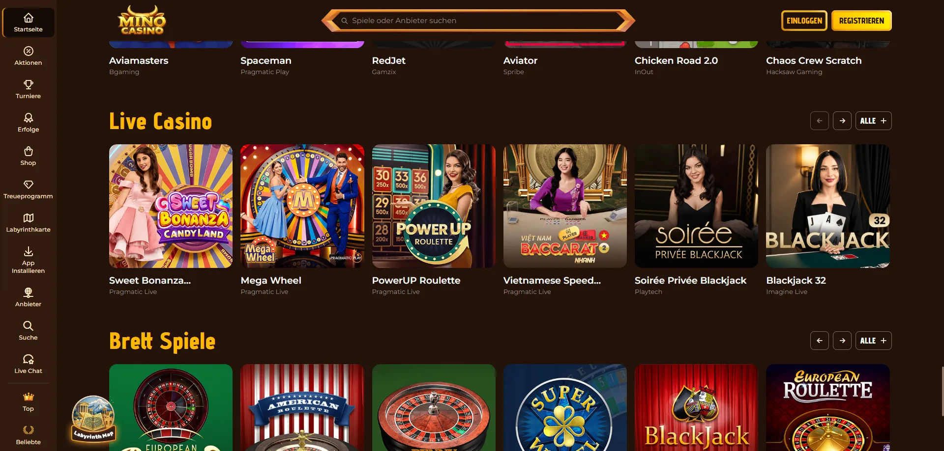 Live casino Mino Casino &mdash; dealer in diretta con Evolution e Playtech