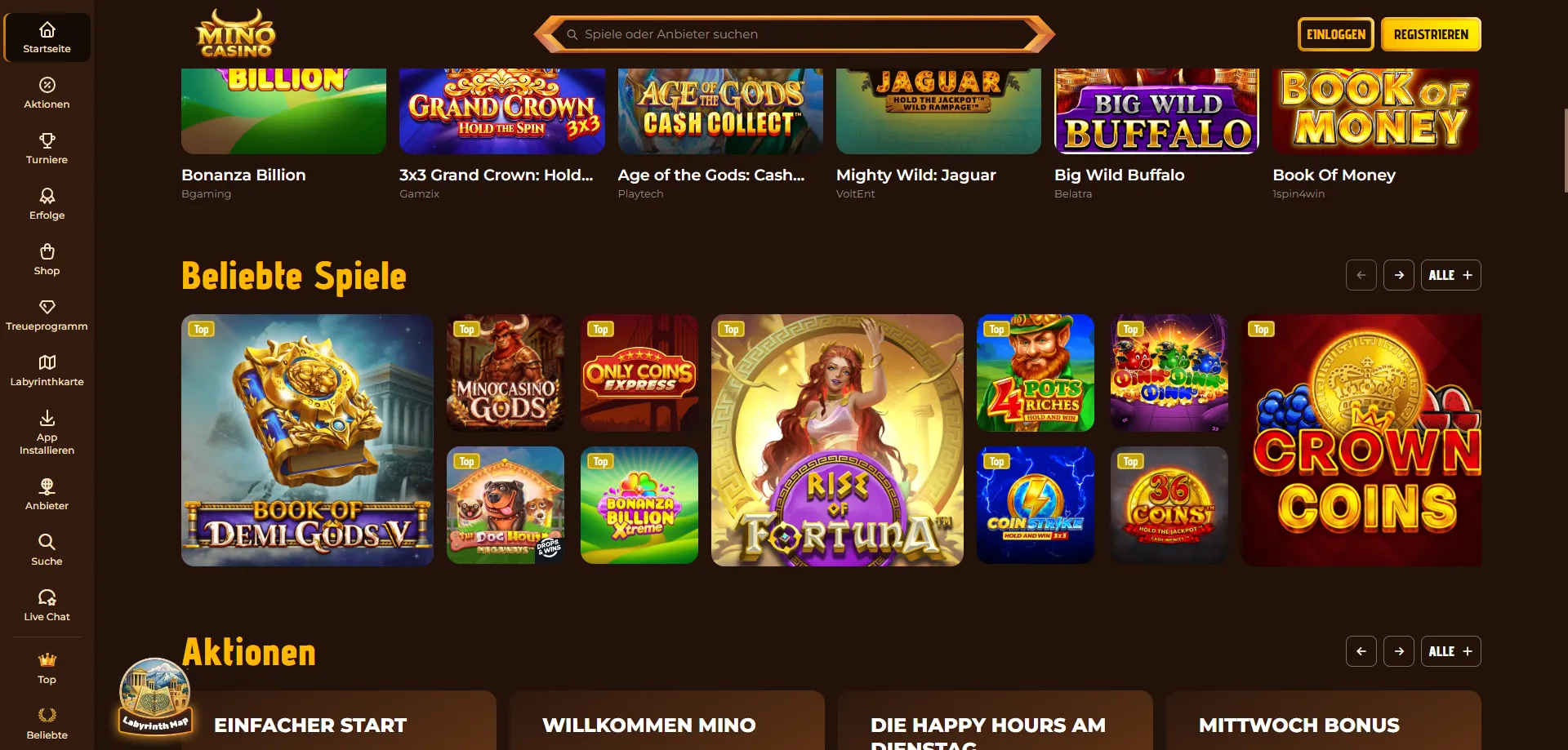 Giochi di slot a Mino Casino &mdash; provider top come Pragmatic Play e Evolution