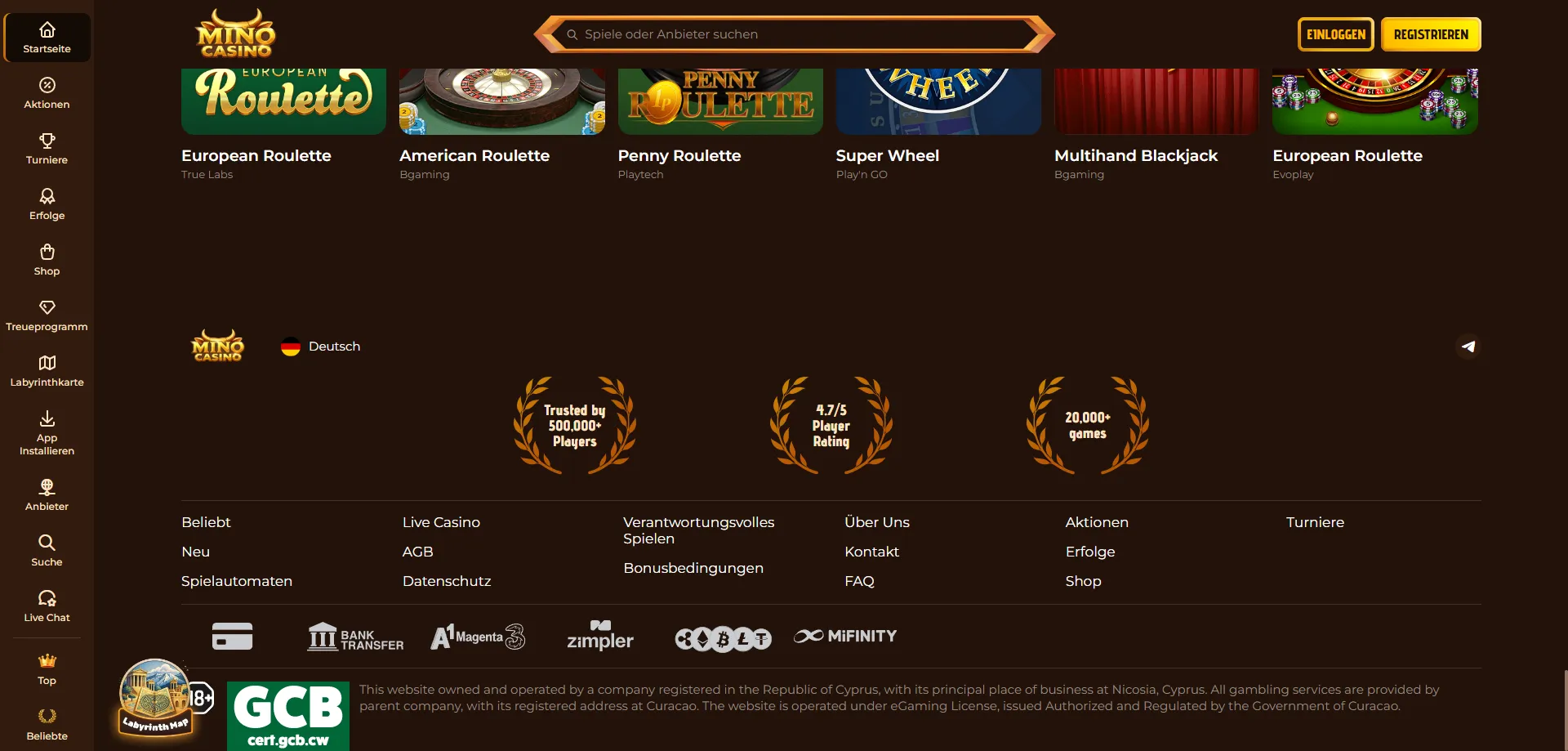 Metodi di pagamento Mino Casino &mdash; depositi e prelievi sicuri in Italia
